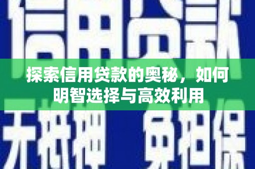 建华探索信用贷款的奥秘，如何明智选择与高效利用
